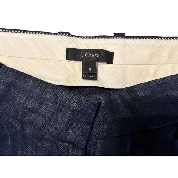 Women's J.Crew 100% Woven Linen Navy Blue Strait Leg Pants Trousers Size 8 - Picture 9 of 10